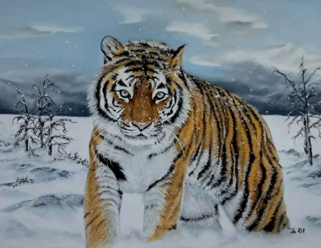 Tiger in a snowy landscape. I am very happy with the result of my tiger.  I let my fantasy work with the background.
____
#kunstwerk #dutchartist
#softpastelart #wildlifeart #animalart #animalartist #animalpainting #animalportrait #pastelartists #pastelartwork #pastelart #tigerartist #tigerartwork #softpastelartwork #winterpainting #winterpaintings #pastel_drawing #pastel_together #pastelseco #realisticanimalart #realismartist #realismartists